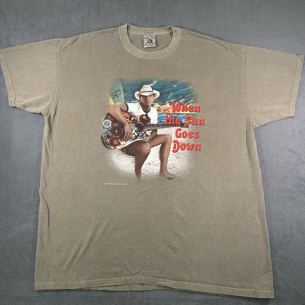 VTG Y2K 2004 Anvil Kenny Chesney When The Sun Goes Down Sz 2XL Graphic Print Tee